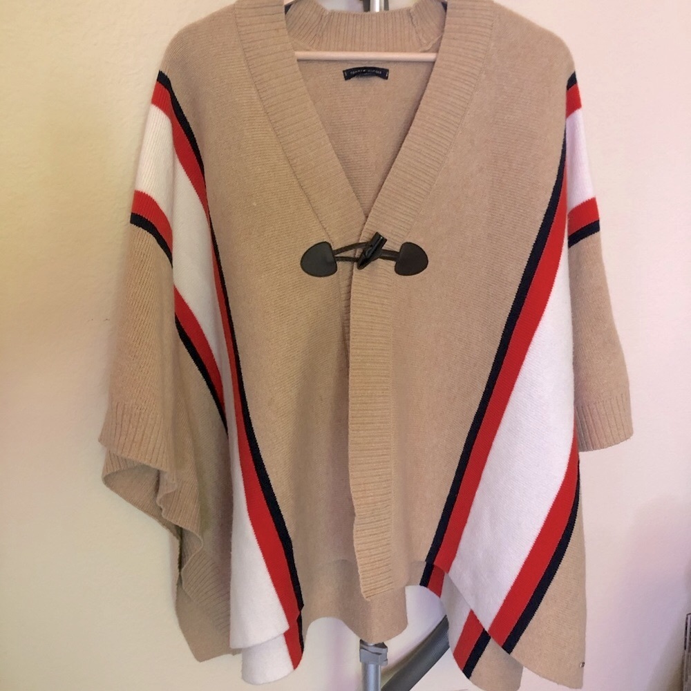Tommy Hilfiger Tan Poncho with stripes